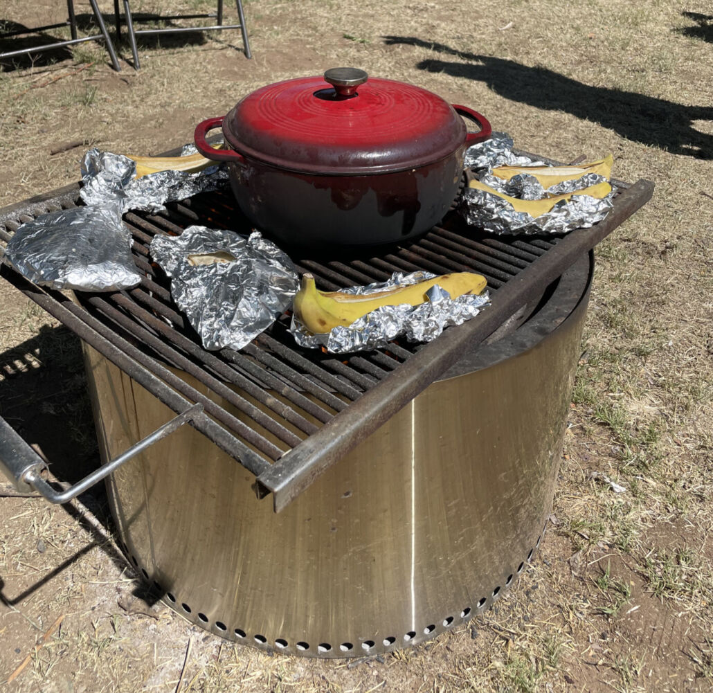 campfire cooking at camp tuku